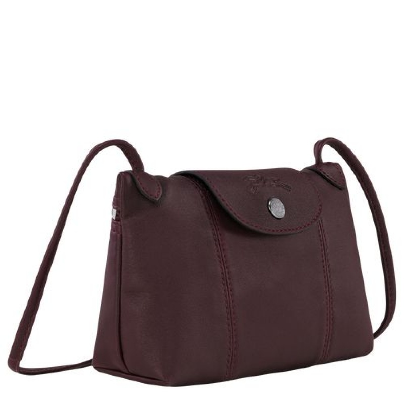 Longchamp Le Pliage Cuir Crossbody bag Burgundy | TQHNVOU-72