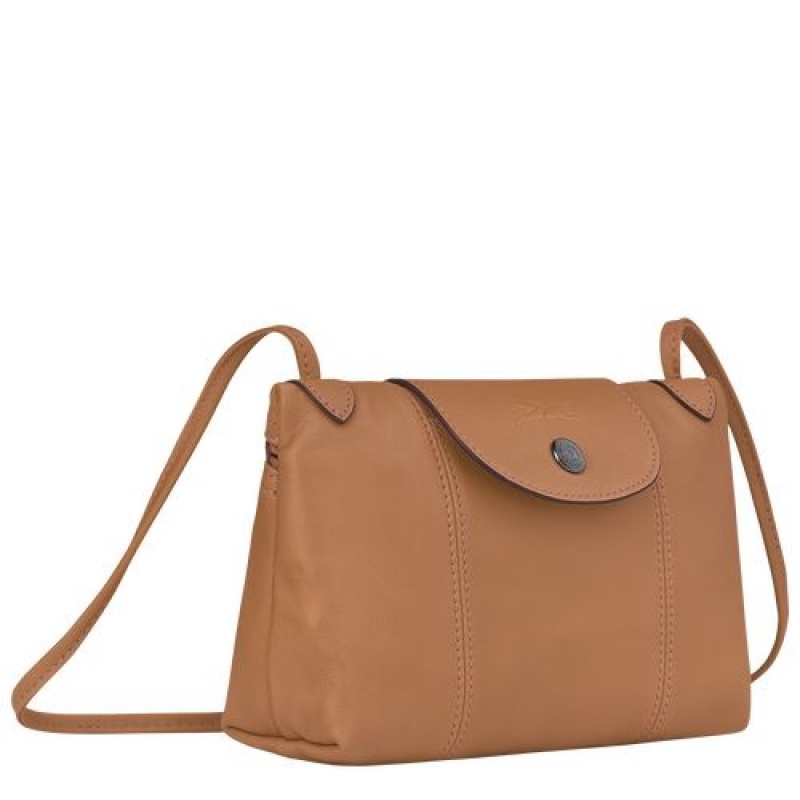 Longchamp Le Pliage Cuir Crossbody bag Hazelnut | VBNEXCY-02