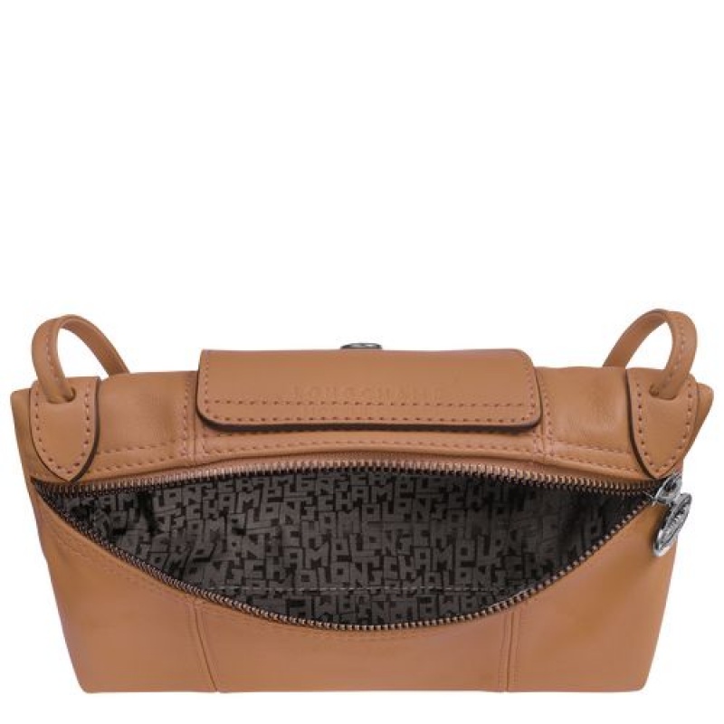 Longchamp Le Pliage Cuir Crossbody bag Hazelnut | VBNEXCY-02