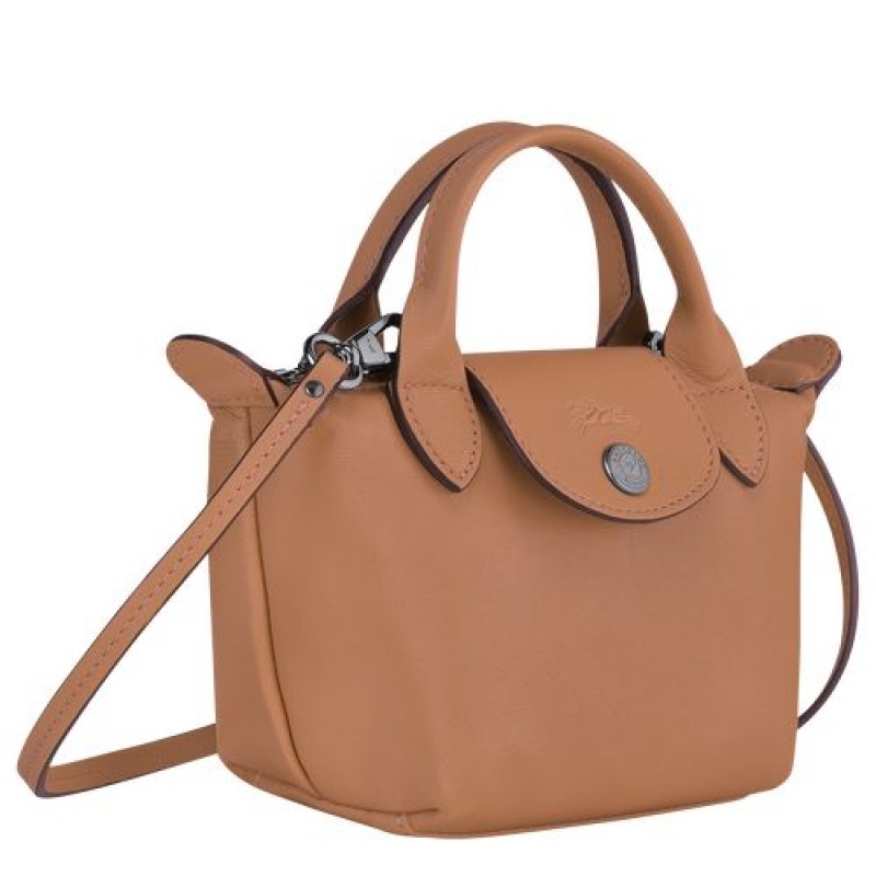 Longchamp Le Pliage Cuir Crossbody bag Hazelnut | NAPBCWJ-83