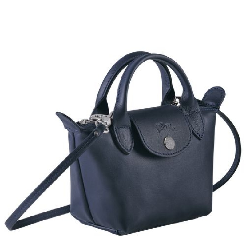 Longchamp Le Pliage Cuir Crossbody bag Navy | ZNILEOP-76