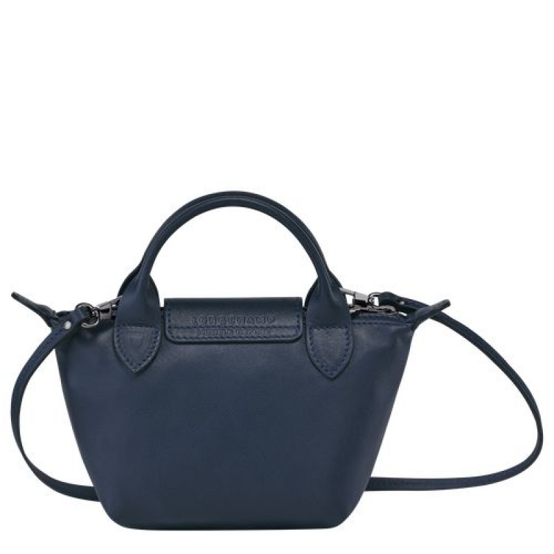 Longchamp Le Pliage Cuir Crossbody bag Navy | ZNILEOP-76