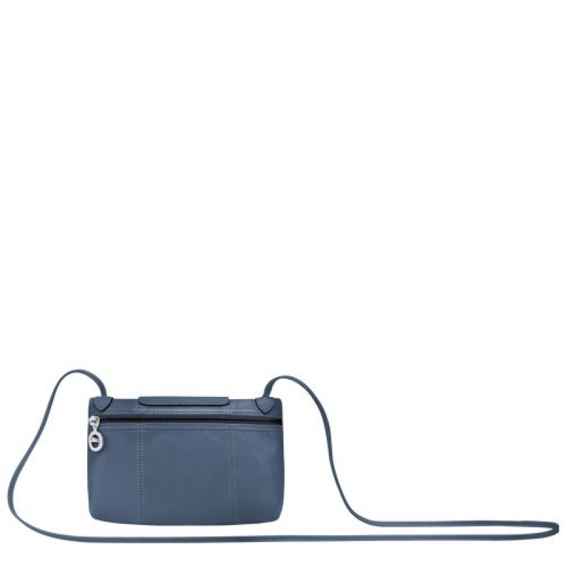 Longchamp Le Pliage Cuir Crossbody bag Pilot Blue | GULTKAN-85