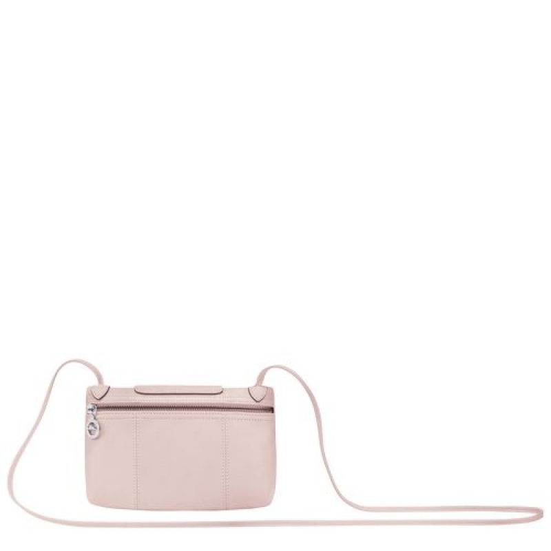 Longchamp Le Pliage Cuir Crossbody bag Pale Pink | HOSNRAZ-08