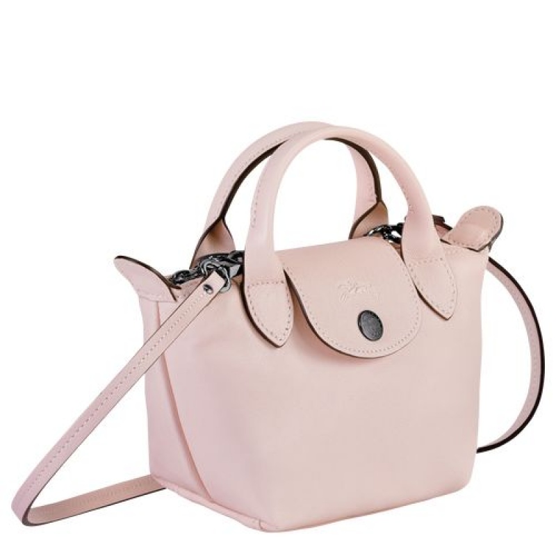 Longchamp Le Pliage Cuir Crossbody bag Pale Pink | OMUEIKA-98