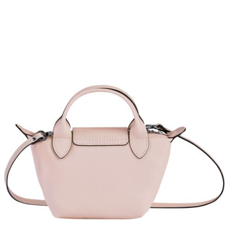 Longchamp Le Pliage Cuir Crossbody bag Pale Pink | OMUEIKA-98