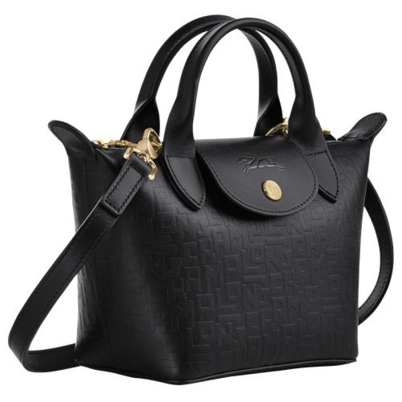 Longchamp Le Pliage Cuir LGP Top handle bag XS Black | GZXEDAP-62