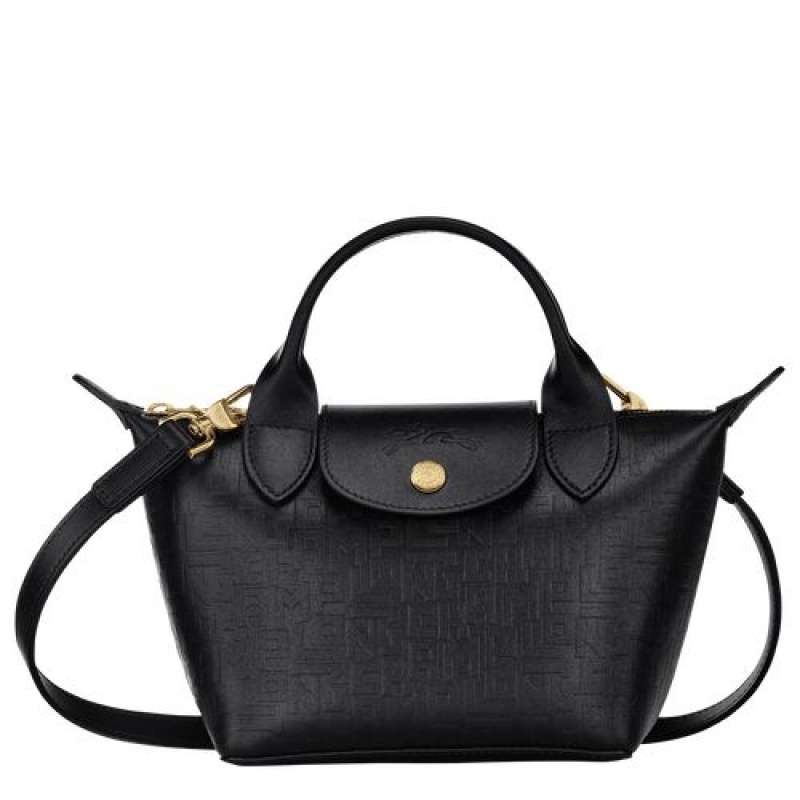 Longchamp Le Pliage Cuir LGP Top handle bag XS Black | GZXEDAP-62