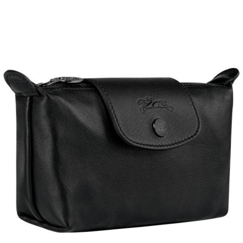 Longchamp Le Pliage Cuir Pouch Black | LAGOYNH-40