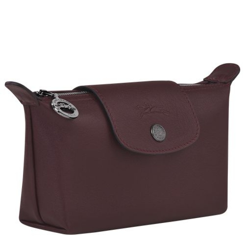 Longchamp Le Pliage Cuir Pouch Burgundy | UCBIJFY-52