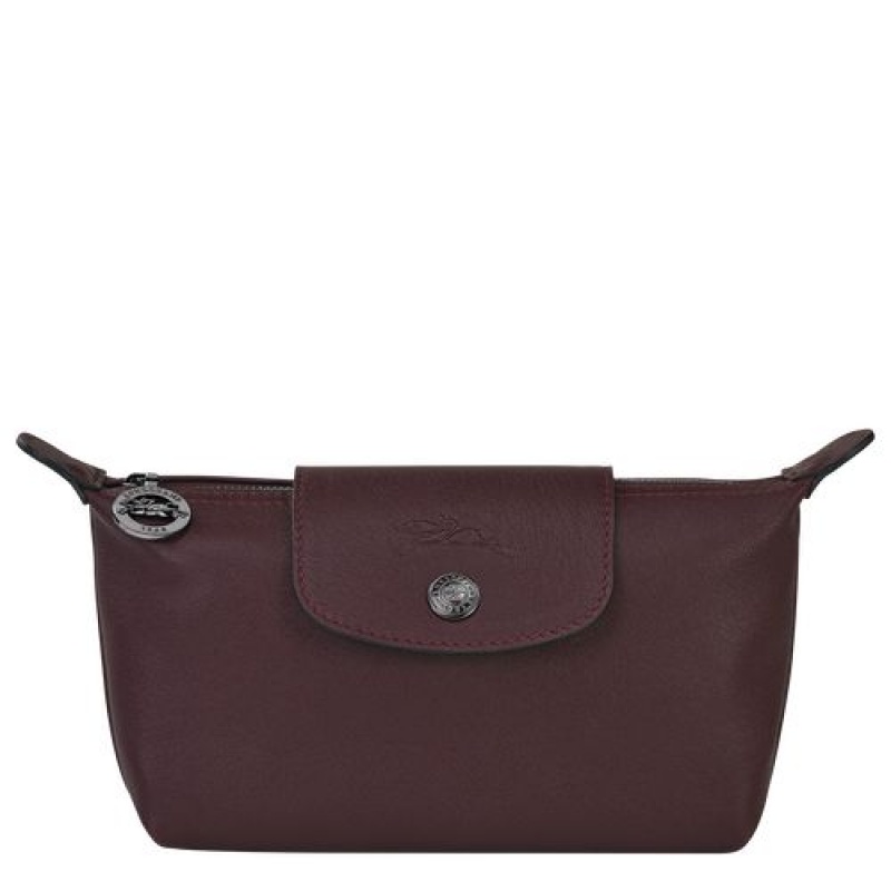 Longchamp Le Pliage Cuir Pouch Burgundy | UCBIJFY-52