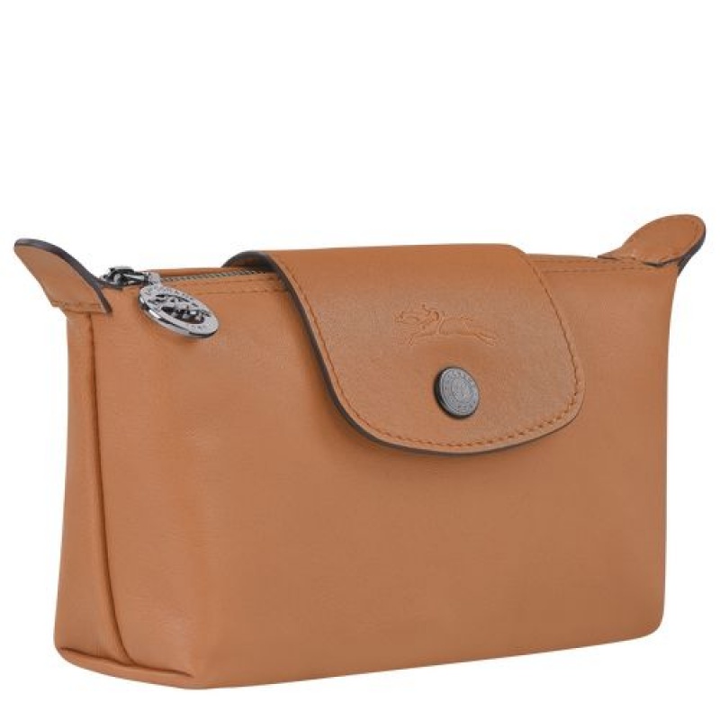 Longchamp Le Pliage Cuir Pouch Hazelnut | WQELNGP-86