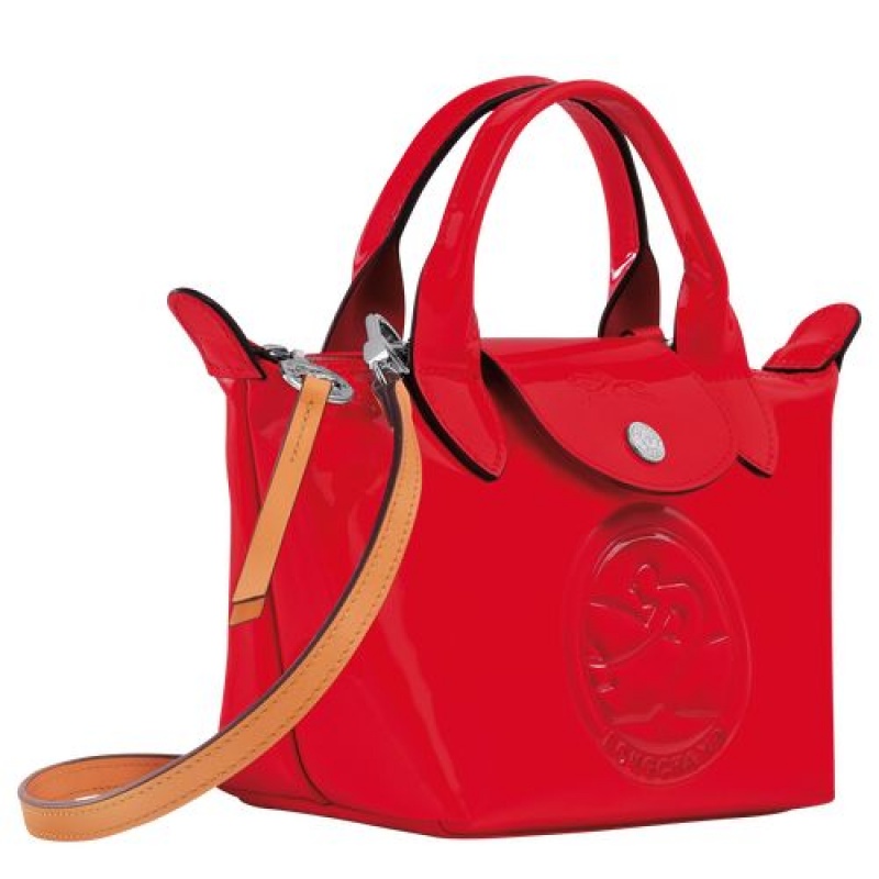 Longchamp Le Pliage Cuir Top handle bag XS Vermilion | WVIJTLE-02