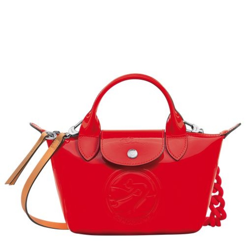 Longchamp Le Pliage Cuir Top handle bag XS Vermilion | WVIJTLE-02