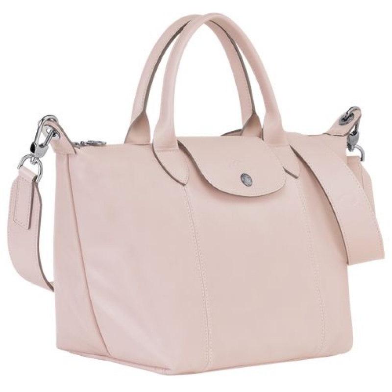 Longchamp Le Pliage Cuir Top handle bag S Pale Pink | XOALBUG-24