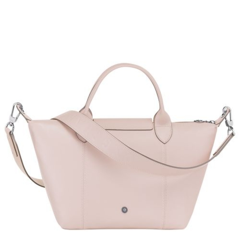 Longchamp Le Pliage Cuir Top handle bag S Pale Pink | XOALBUG-24