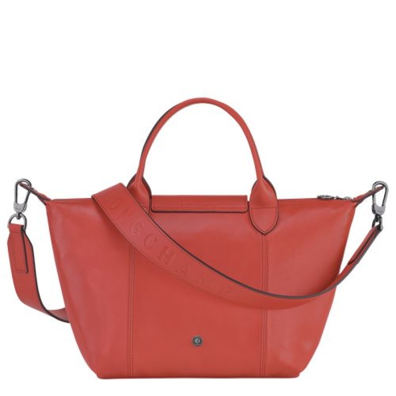 Longchamp Le Pliage Cuir Top handle bag S Terracotta | YPLUCWK-03