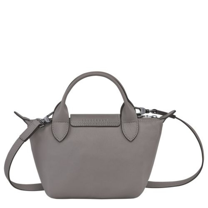 Longchamp Le Pliage Cuir Top handle bag XS Turtledove | DNQHLZA-49