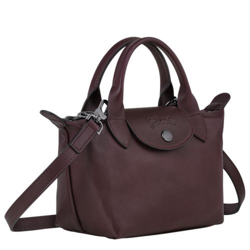 Longchamp Le Pliage Cuir Top handle bag XS Burgundy | IDCTFXA-09