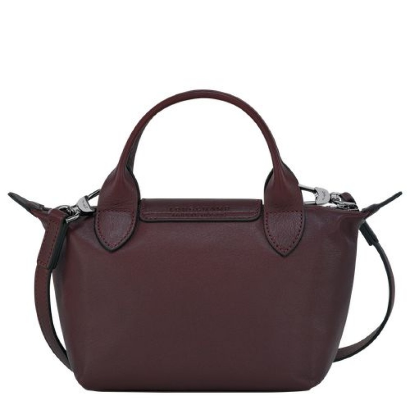 Longchamp Le Pliage Cuir Top handle bag XS Burgundy | IDCTFXA-09