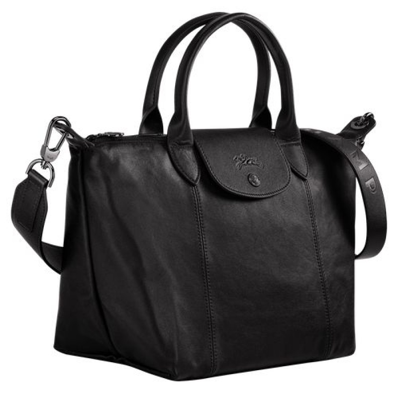 Longchamp Le Pliage Cuir Top handle bag S Black | IWXBZSJ-38