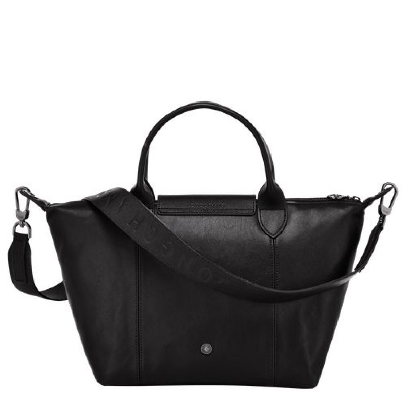 Longchamp Le Pliage Cuir Top handle bag S Black | IWXBZSJ-38