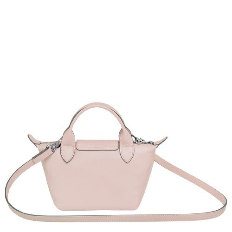 Longchamp Le Pliage Cuir Top handle bag XS Pale Pink | KYSERZL-04