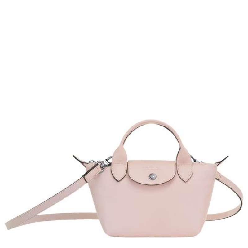 Longchamp Le Pliage Cuir Top handle bag XS Pale Pink | KYSERZL-04