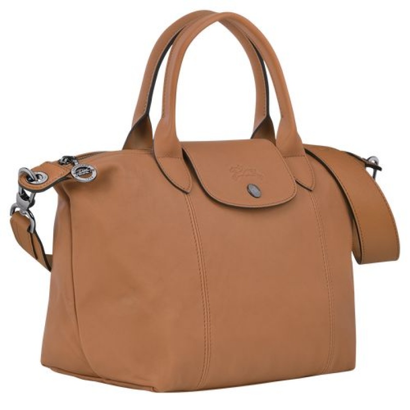 Longchamp Le Pliage Cuir Top handle bag S Hazelnut | MCIGSYQ-43