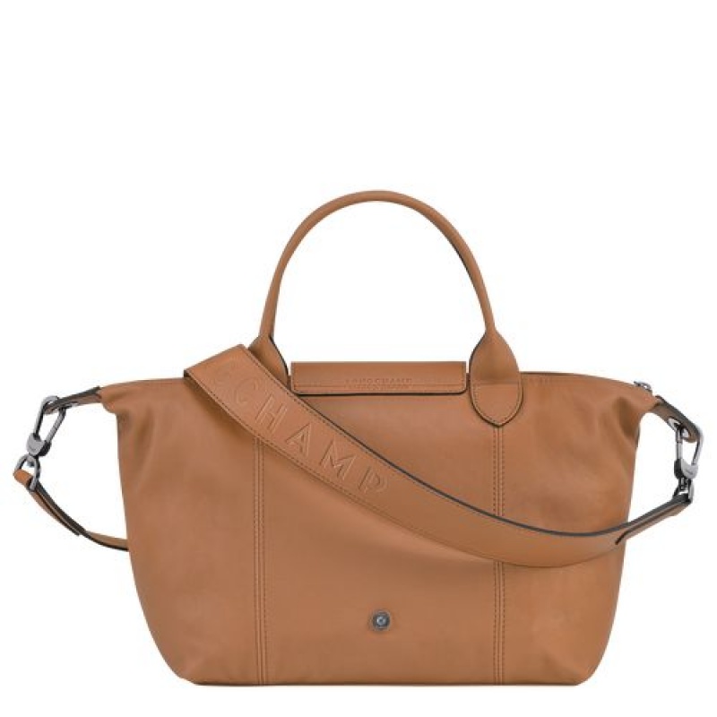 Longchamp Le Pliage Cuir Top handle bag S Hazelnut | MCIGSYQ-43