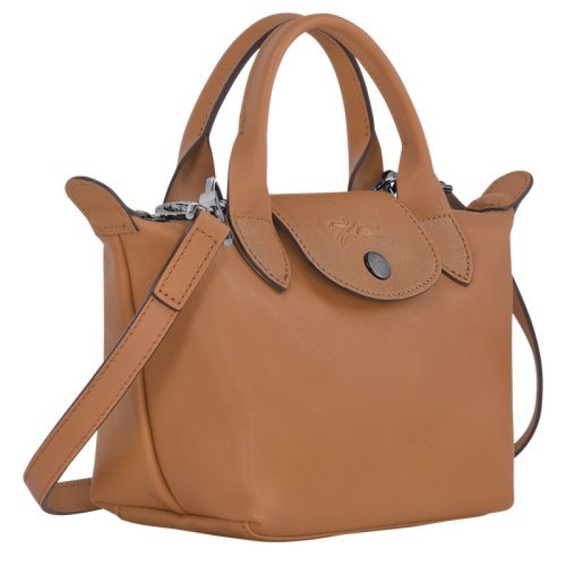 Longchamp Le Pliage Cuir Top handle bag XS Hazelnut | OGXIUKB-53