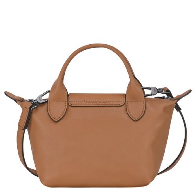 Longchamp Le Pliage Cuir Top handle bag XS Hazelnut | OGXIUKB-53