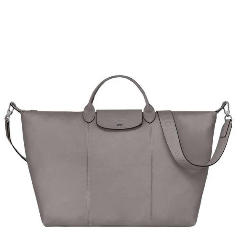 Longchamp Le Pliage Cuir Travel bag L Turtledove | JWMIAQE-48