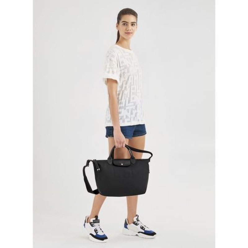 Longchamp Le Pliage Energy Top handle bag M Black | FLEGIYT-49