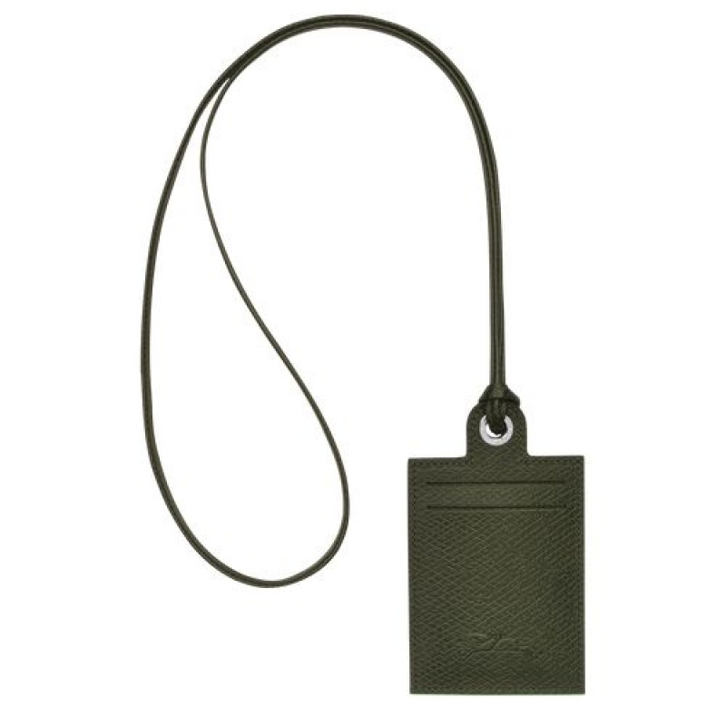 Longchamp Le Pliage Green Card holder with necklace Forest | XAEGKND-01