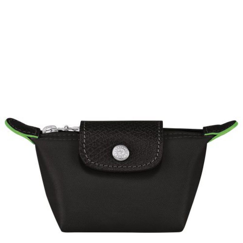 Longchamp Le Pliage Green Coin purse Black | YQWUPZN-95