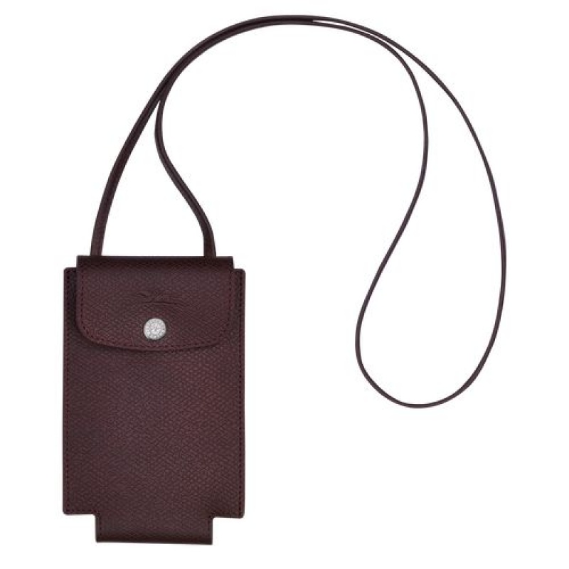 Longchamp Le Pliage Green Phone case with leather lace Burgundy | CLPBEOV-51