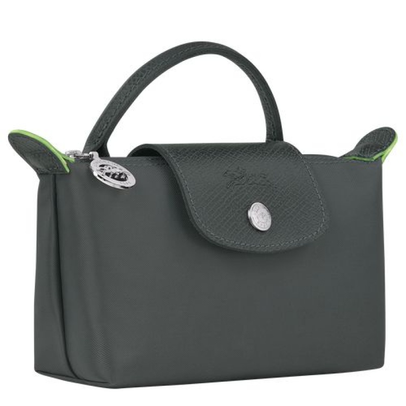 Longchamp Le Pliage Green Pouch with handle Graphite | CMAFYTX-91