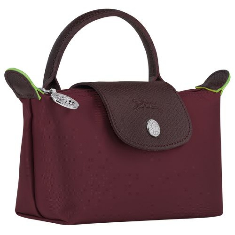 Longchamp Le Pliage Green Pouch with handle Burgundy | AQHTWXB-70