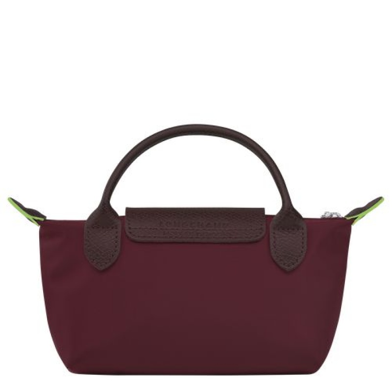 Longchamp Le Pliage Green Pouch with handle Burgundy | AQHTWXB-70