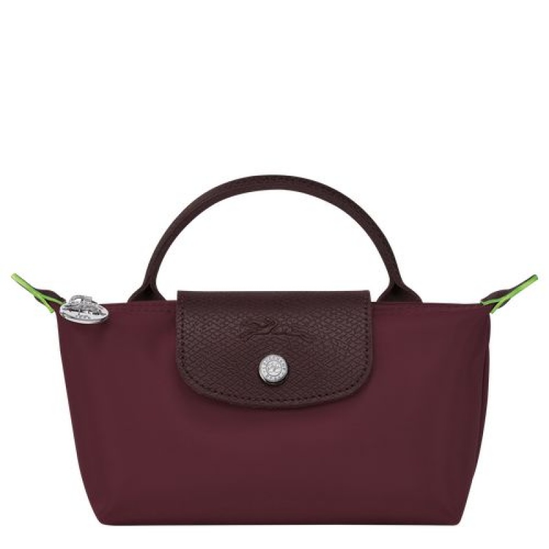 Longchamp Le Pliage Green Pouch with handle Burgundy | AQHTWXB-70