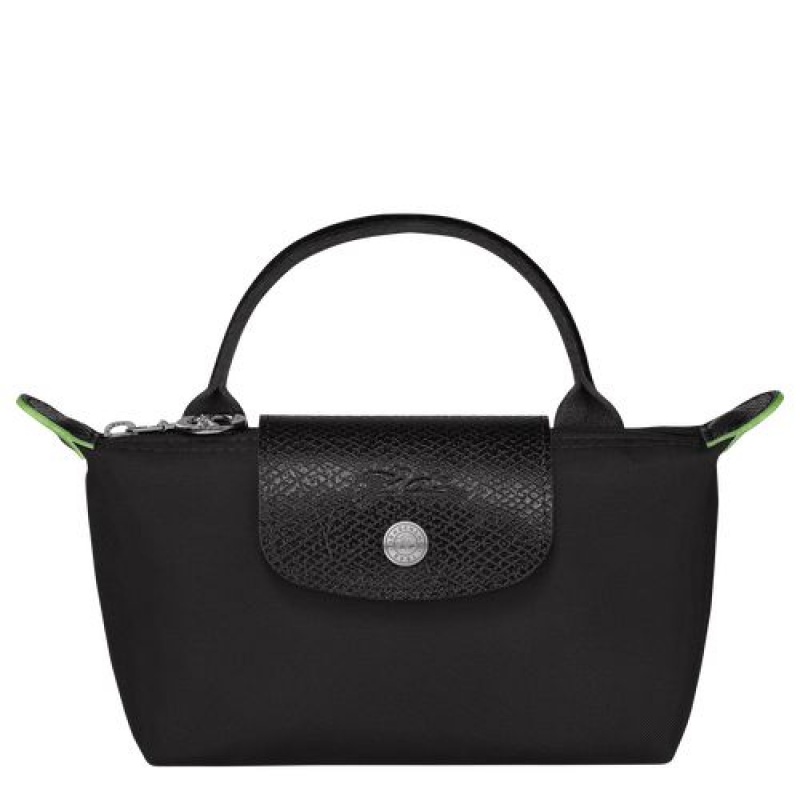 Longchamp Le Pliage Green Pouch with handle Black | ATVWBQU-87