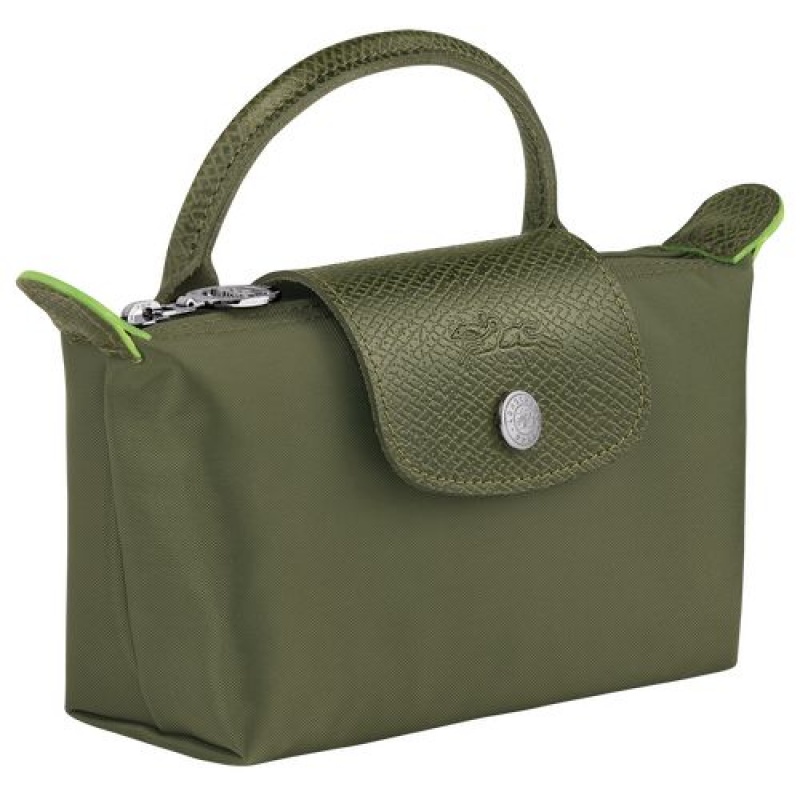 Longchamp Le Pliage Green Pouch with handle Forest | QNIUMGV-61