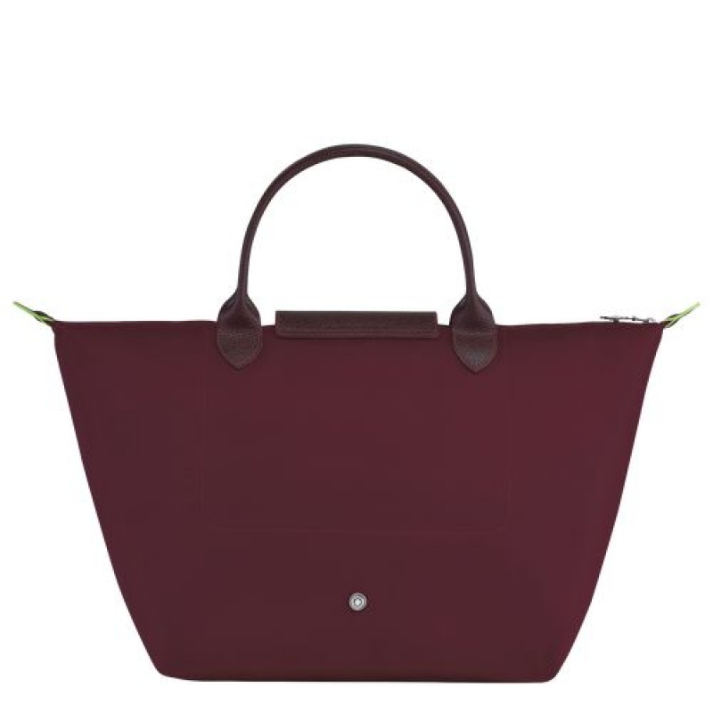 Longchamp Le Pliage Green Top handle bag M Burgundy | UBQZTEK-31