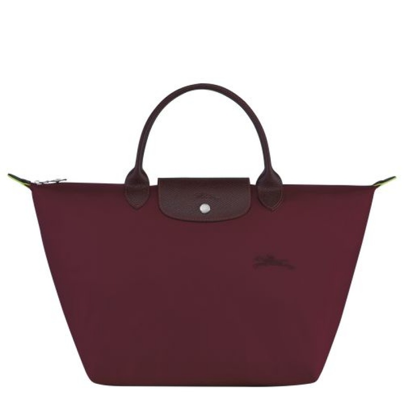 Longchamp Le Pliage Green Top handle bag M Burgundy | UBQZTEK-31