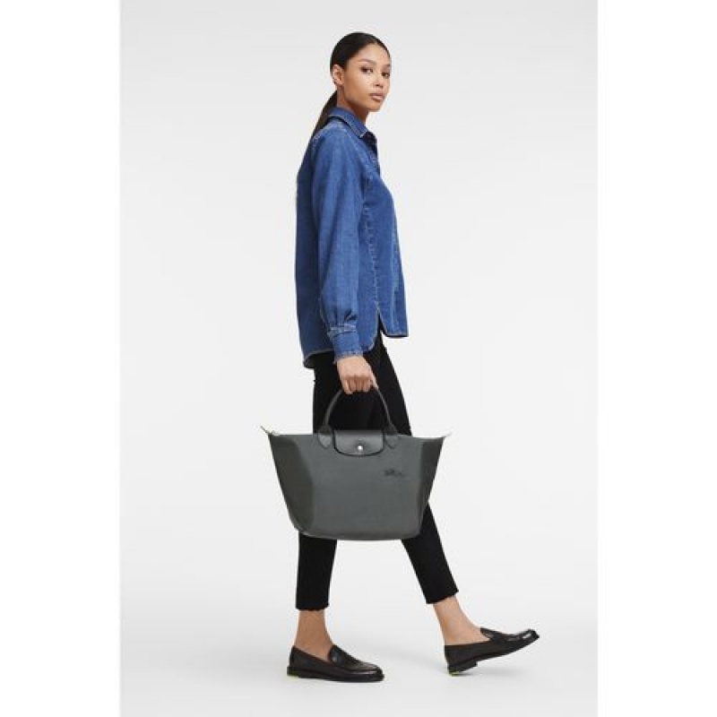 Longchamp Le Pliage Green Top handle bag M Graphite | UEXWDHR-80