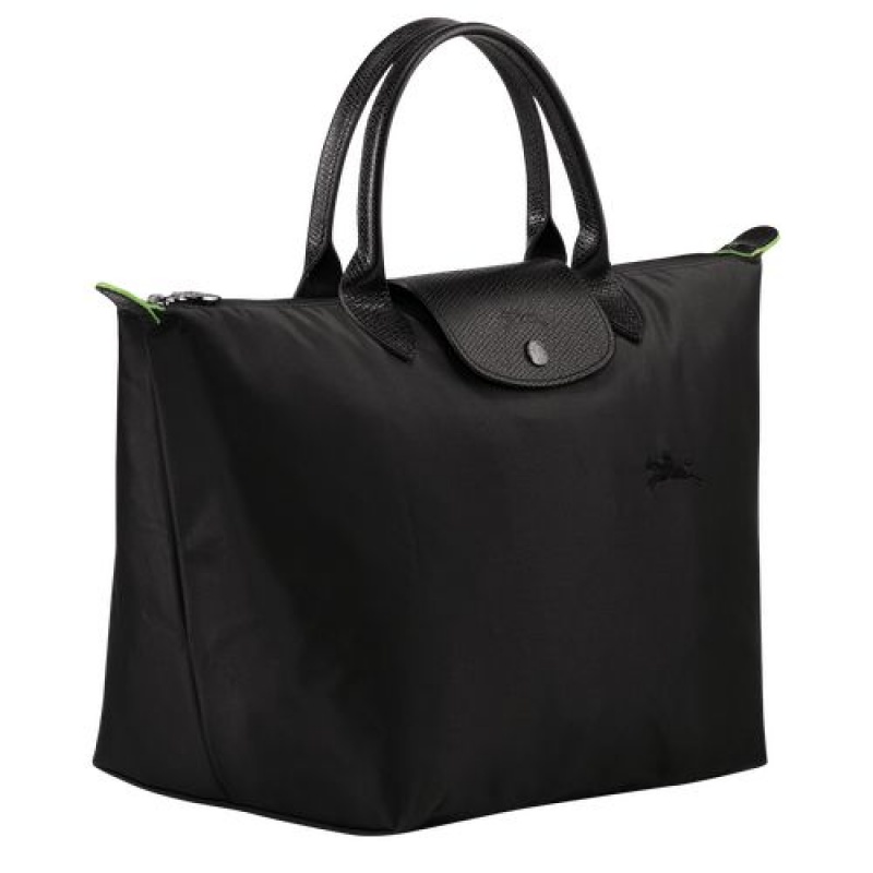 Longchamp Le Pliage Green Top handle bag M Black | VDAGNBR-95