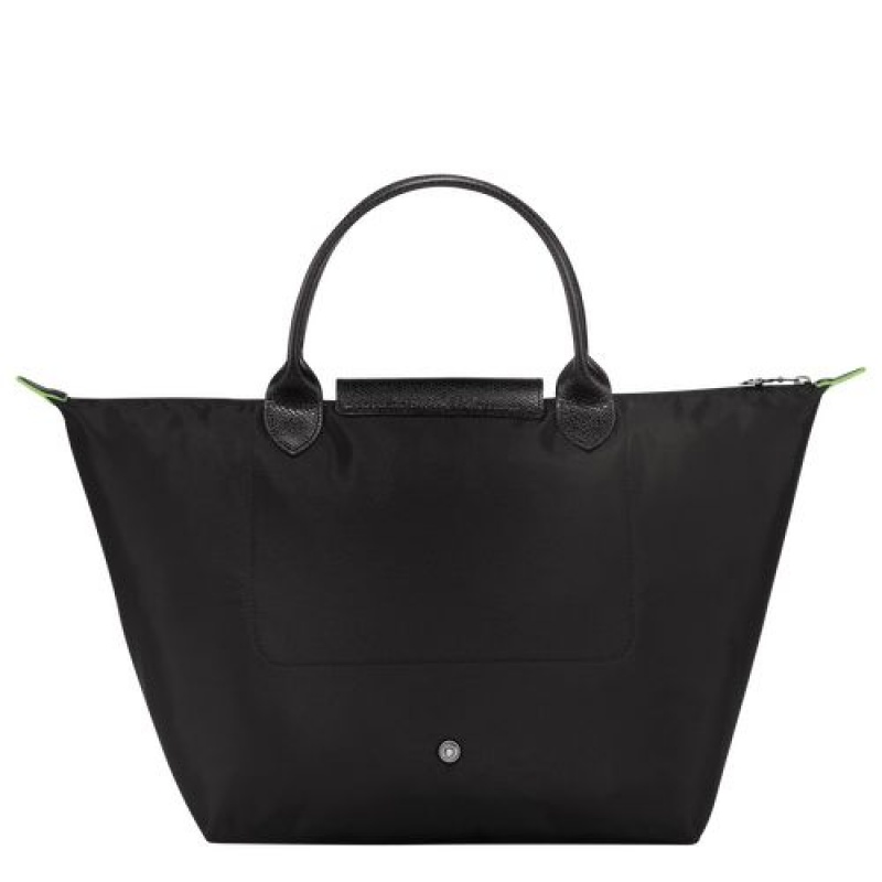 Longchamp Le Pliage Green Top handle bag M Black | VDAGNBR-95