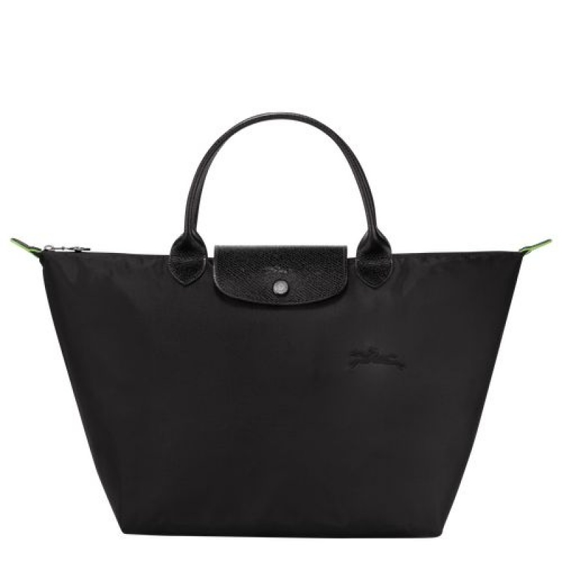 Longchamp Le Pliage Green Top handle bag M Black | VDAGNBR-95