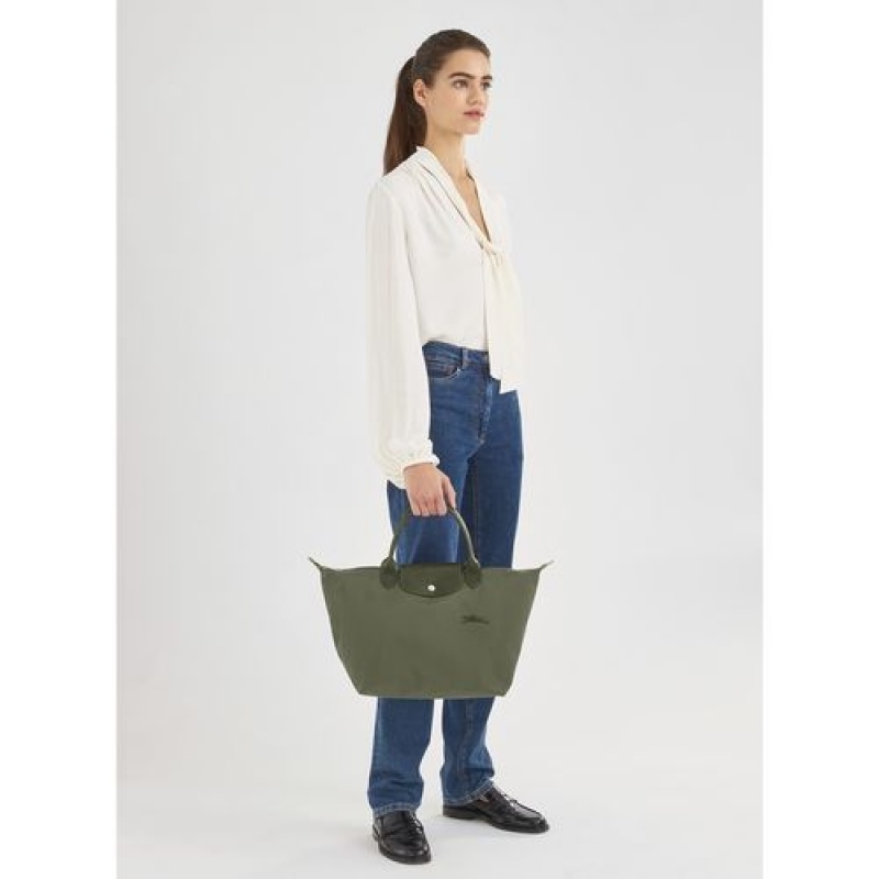 Longchamp Le Pliage Green Top handle bag M Forest | DTHFUOP-51